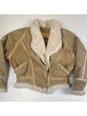 Vintage Adventure Bound Wilsons Suede Leather Bomber Jacket L Shearling 90s